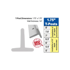 USA Grazing Systems Timeless 1.75 inch rigid PVC T-post dimensions and installation depth chart for electric fencing