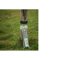 USA Grazing Systems Strainrite Activator Strap electric fence insulators in a 10-pack, mounted on a wooden post.