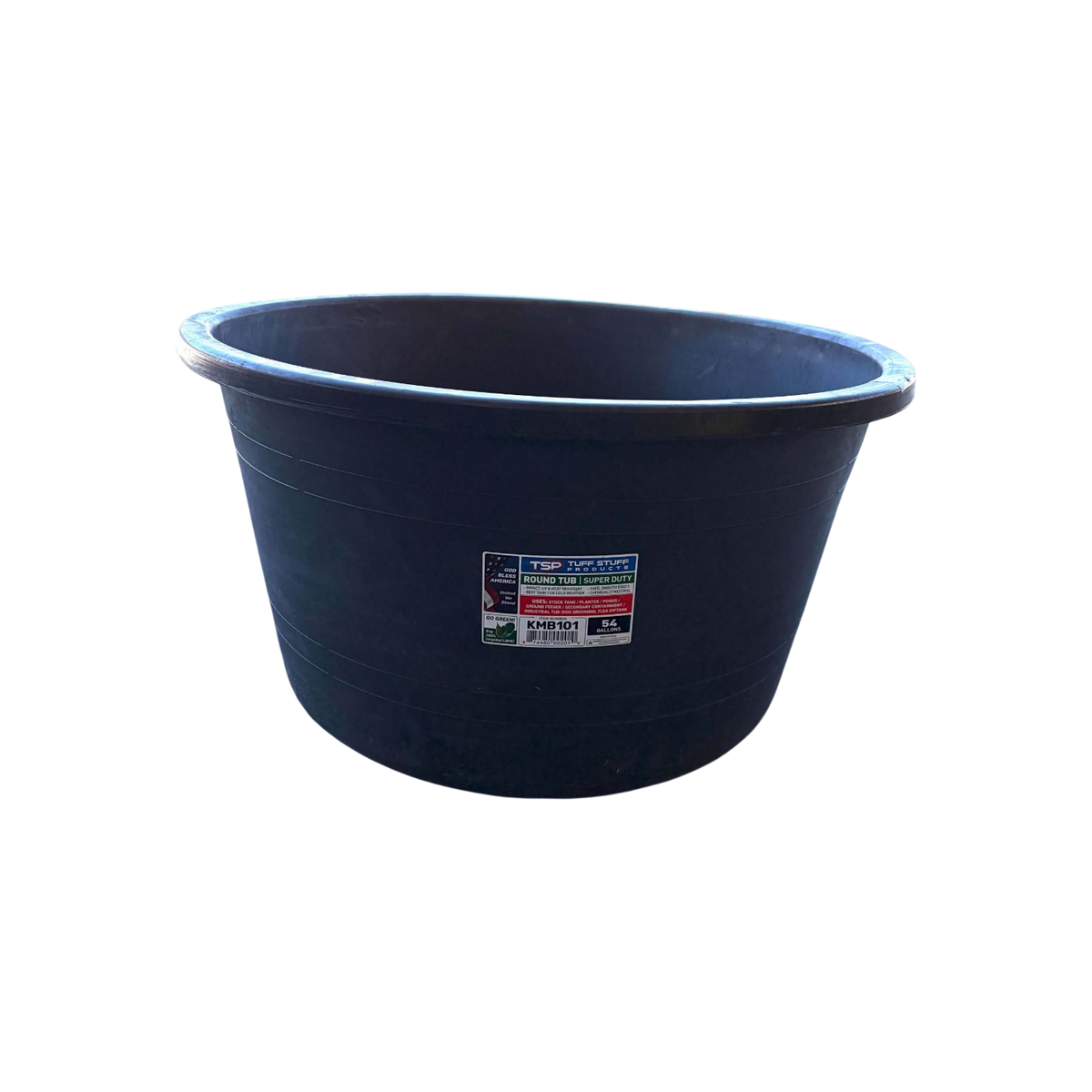 USA Grazing Systems Tuff Stuff 54-gallon black round livestock water tub for farm and ranch use