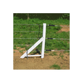 USA Grazing Systems Timeless New Zealander A-Frame white fence brace supporting high-tensile wire in a pasture