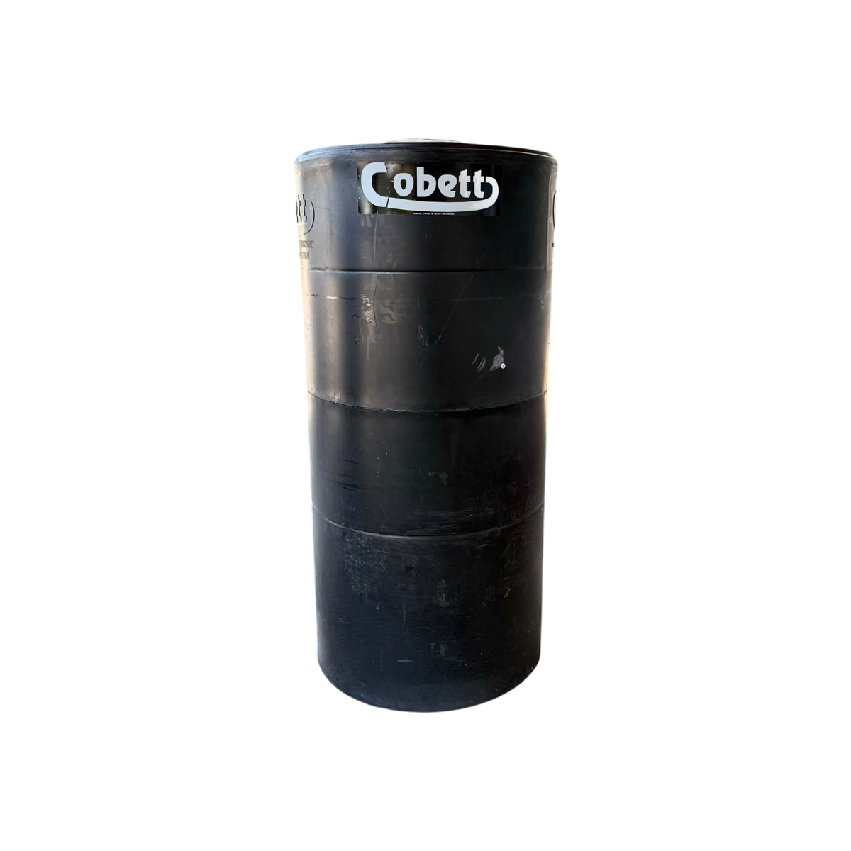 USA Grazing Systems Cobett Model SB black cylindrical livestock waterer standing on a concrete outdoor surface