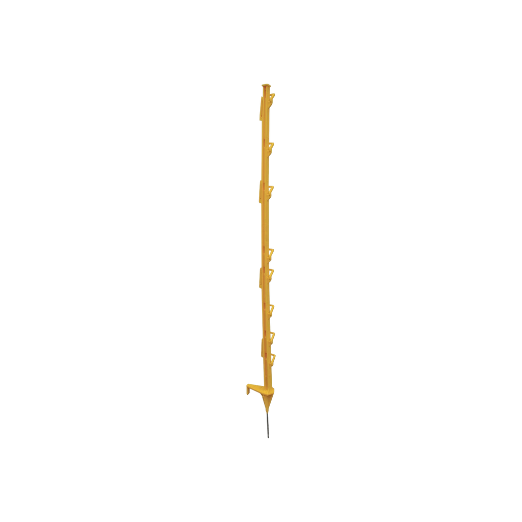 USA Grazing Systems yellow O'Brien's Tredaline electric fence post with H-profile design and multiple wire positions.