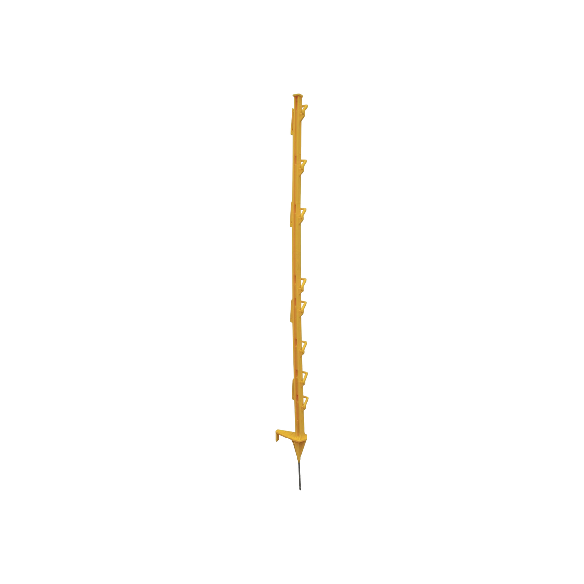 USA Grazing Systems yellow O'Brien's Tredaline electric fence post with H-profile design and multiple wire positions.