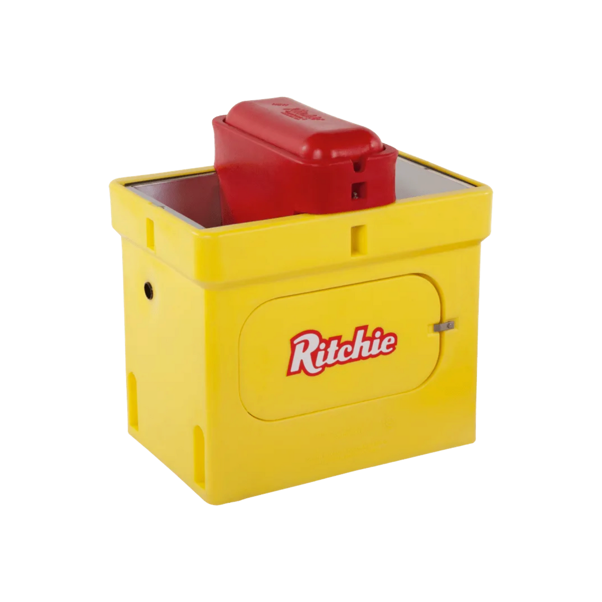 USA Grazing Systems Ritchie Omni 3 insulated automatic livestock waterer in bright yellow with a red cover