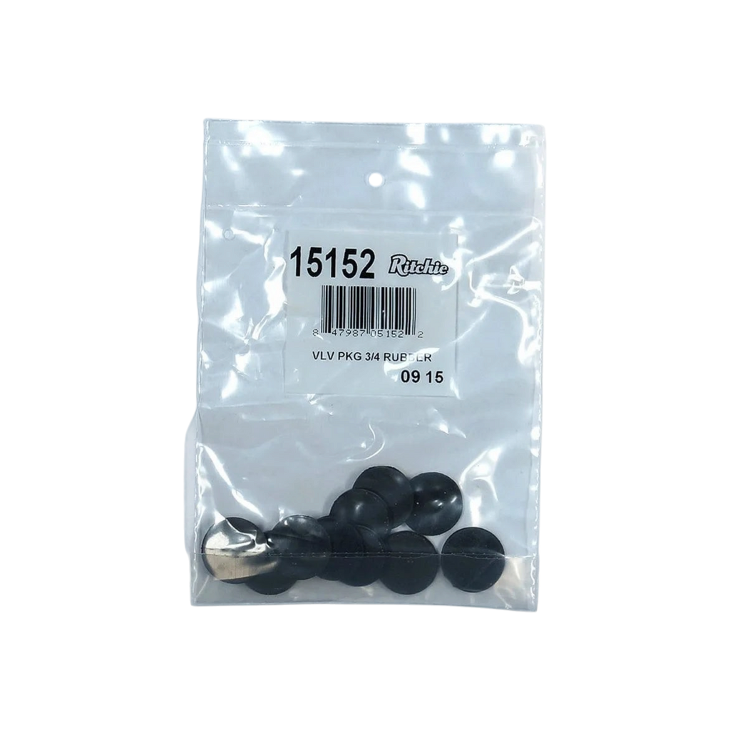 USA Grazing Systems Ritchie 3/4 inch replacement valve rubber seals in a 10-pack plastic bag for livestock waterers