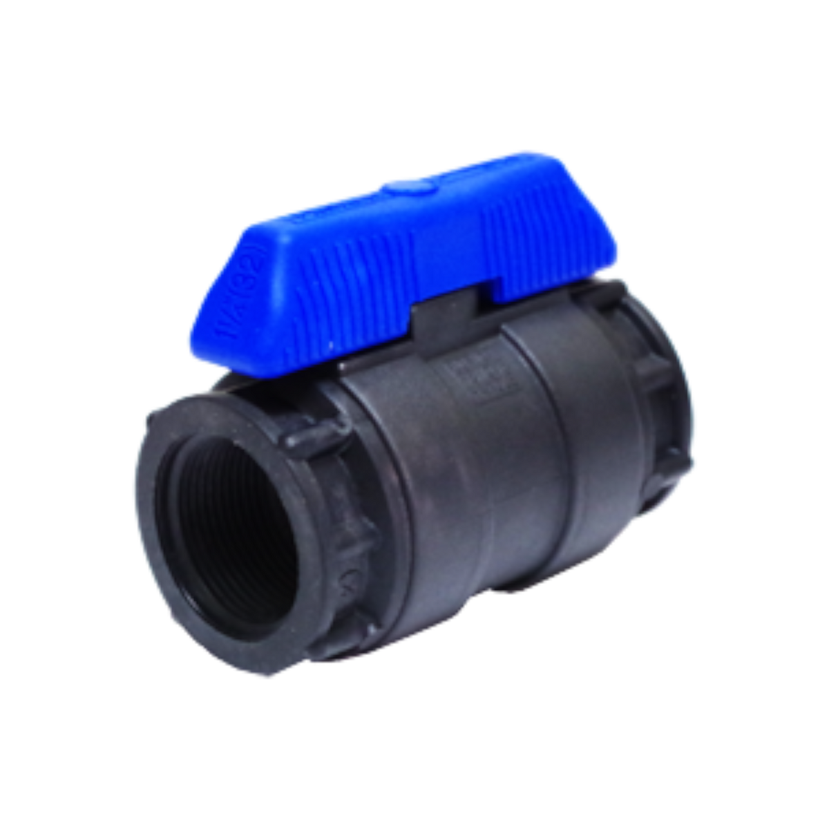 USA Grazing Systems Philmac female NPT ball valve with a blue tee handle for efficient water flow control