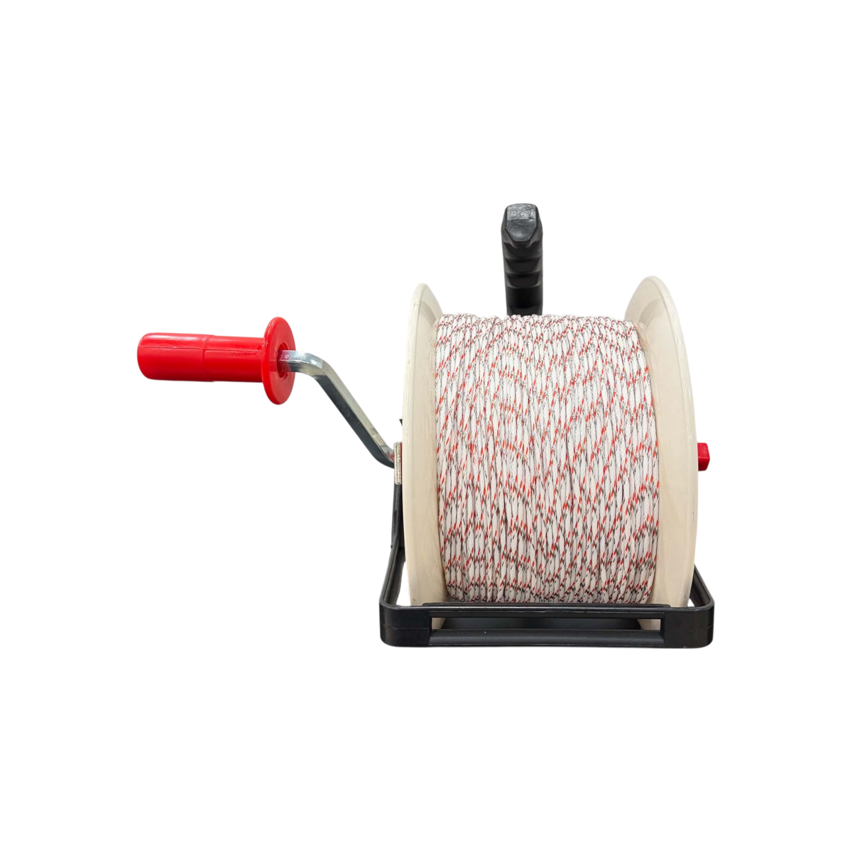 USA Grazing Systems Timeless 3:1 geared reel loaded with 1320 feet of white and red 9-strand mixed metal polybraid