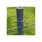 USA Grazing Systems 14-gauge metal cotter pin securing a wire to a wooden fence post in a grassy field