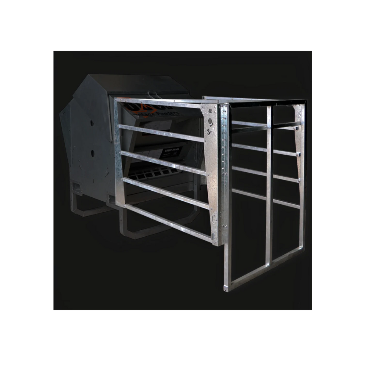 USA Grazing Systems Advantage Creep Gate for 1200 skid feeder, featuring heavy-duty galvanized steel construction.