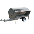 USA Grazing Systems Advantage M2500HD heavy-duty livestock feeder with wheels, stainless steel, and feed hopper.