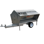 USA Grazing Systems Advantage M2500HD heavy-duty livestock feeder with wheels, stainless steel, and feed hopper.