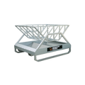 USA Grazing Systems Advantage Tray Hay Feeder for horses and cattle with a galvanized frame and stainless steel trays.
