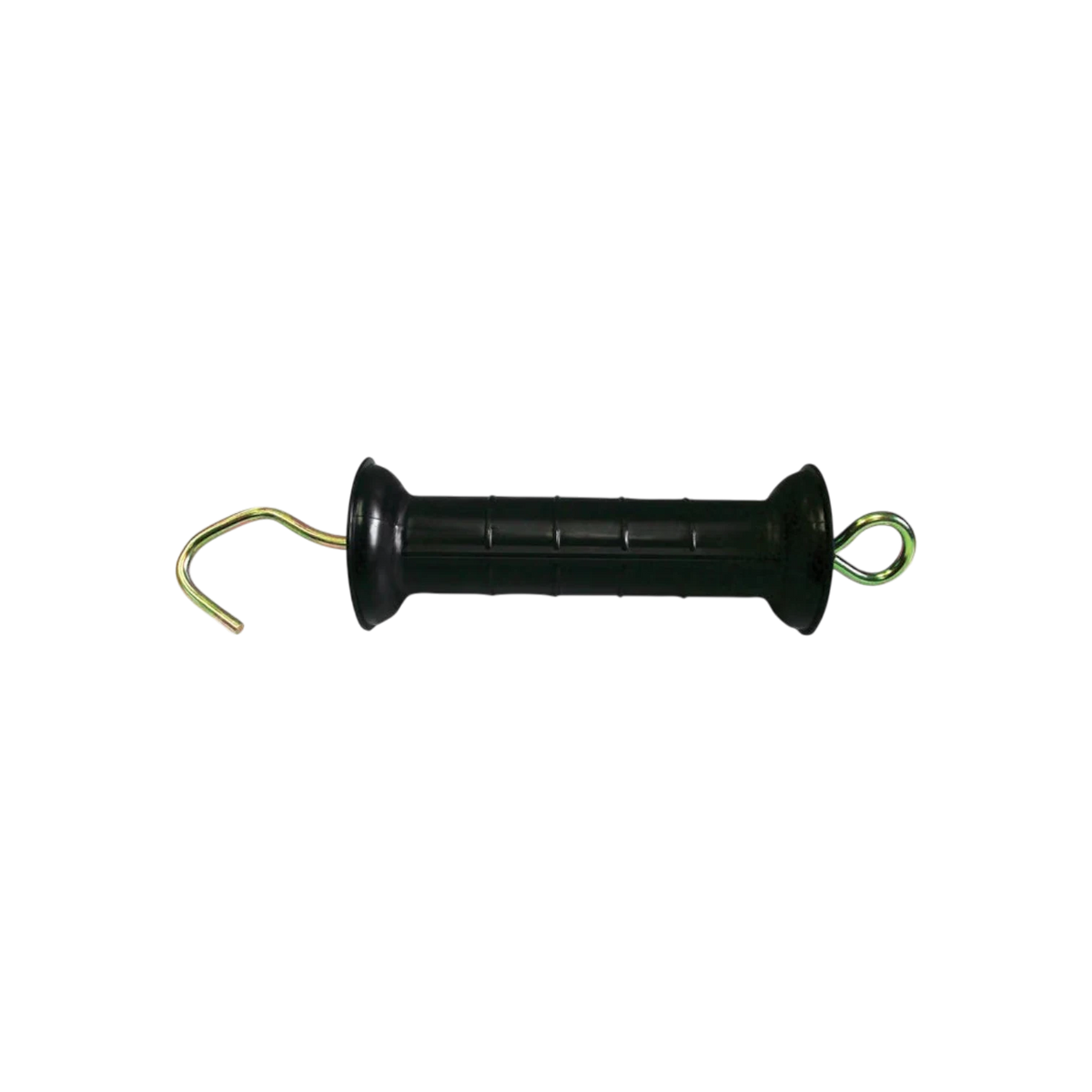 USA Grazing Systems black plastic economy gate handle with an internal expansion spring for electric fence gates.