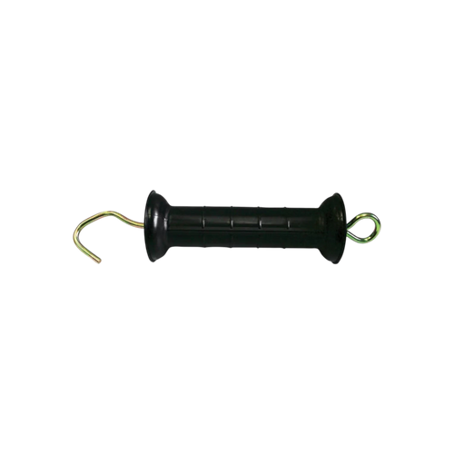 USA Grazing Systems black plastic economy gate handle with an internal expansion spring for electric fence gates.