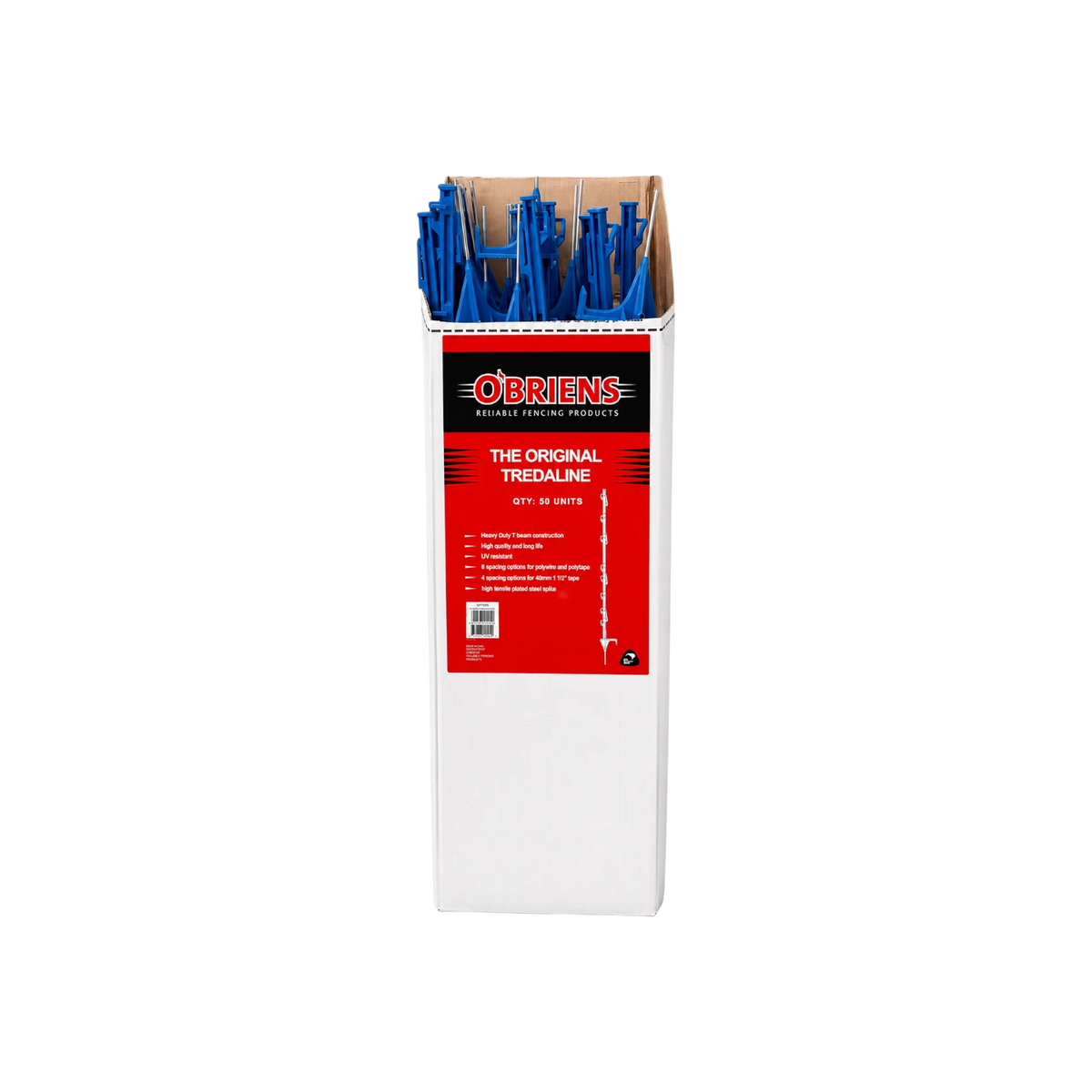 USA Grazing Systems O'Brien's Tredaline blue electric fence posts in a bulk box of 50 units
