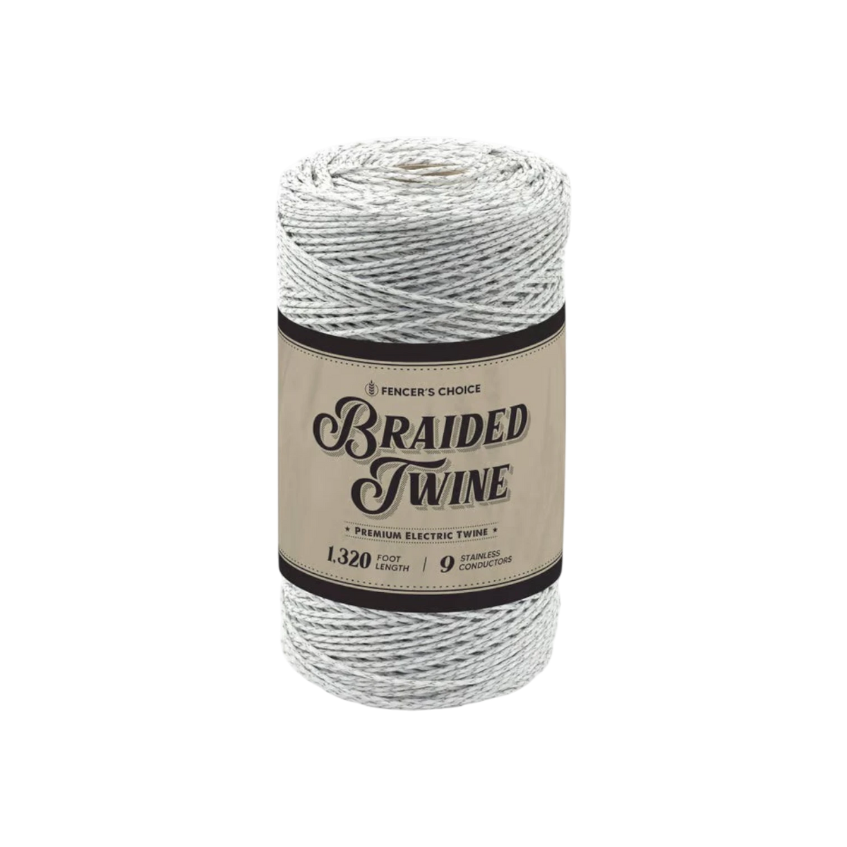 USA Grazing Systems Fencer's Choice braided electric fence twine with 9 stainless steel strands in a 1320 foot spool.