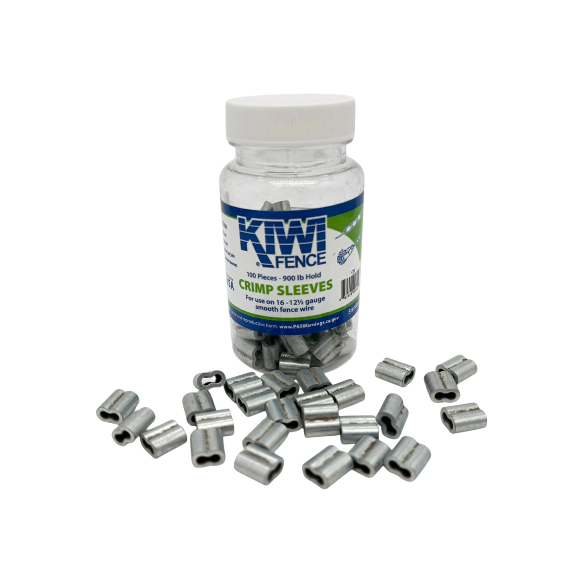 USA Grazing Systems Kiwi C23 short gritted crimp sleeves for 12.5 gauge smooth hi-tensile fence wire in a 100 pack