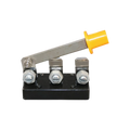 USA Grazing Systems heavy duty double cut off switch with a metal lever and yellow handle for electric fence control.