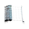 USA Grazing Systems white electric netting fence for sheep and goats with integrated step-in posts.