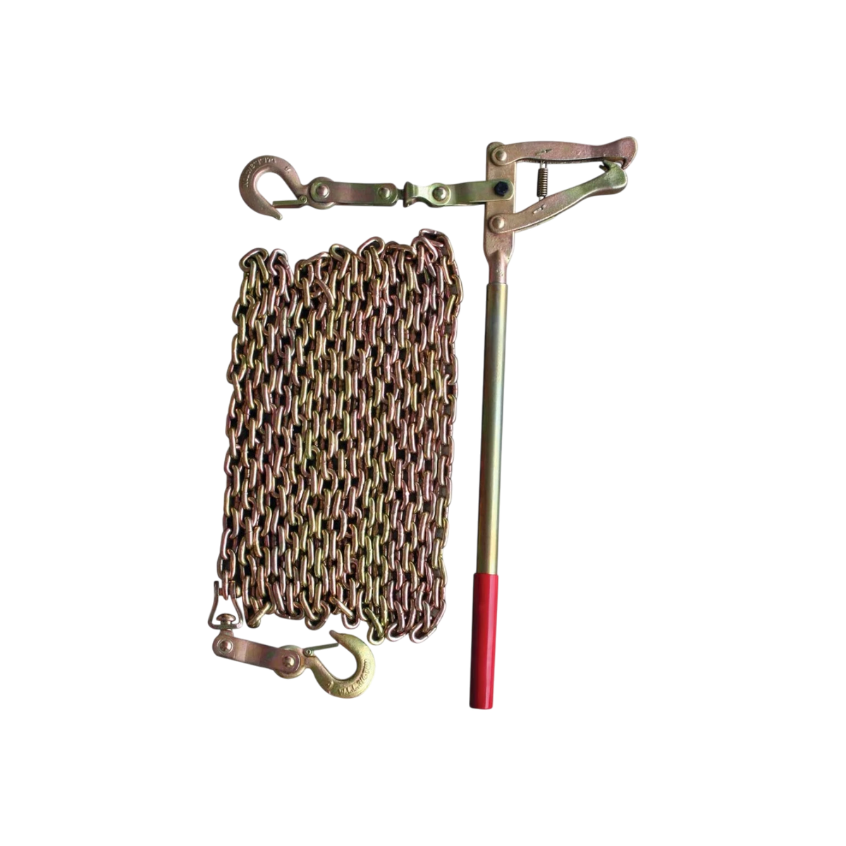 USA Grazing Systems Fencer's Choice stretcher bar puller with a 20-foot heavy-duty electroplated chain and safety hooks.