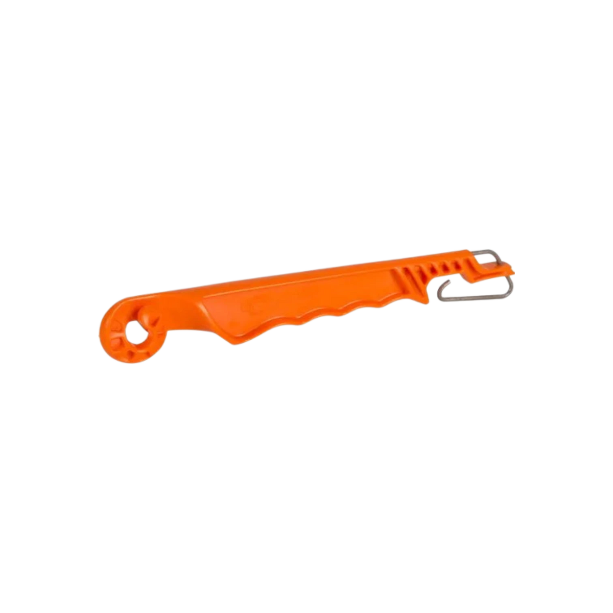 USA Grazing Systems Gallagher Dual Purpose Gate Handle in bright orange plastic with a secure metal hook connector.