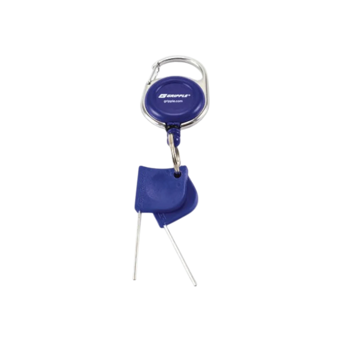 USA Grazing Systems Gripple release keys in blue with a retractable metal keyring attachment