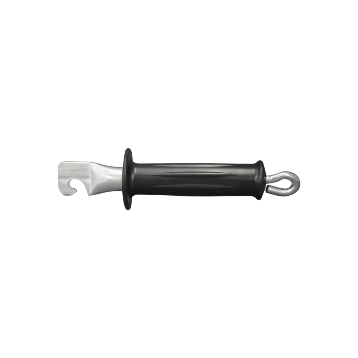 USA Grazing Systems heavy duty black electric fence gate handle with insulated grip and steel hook for secure access