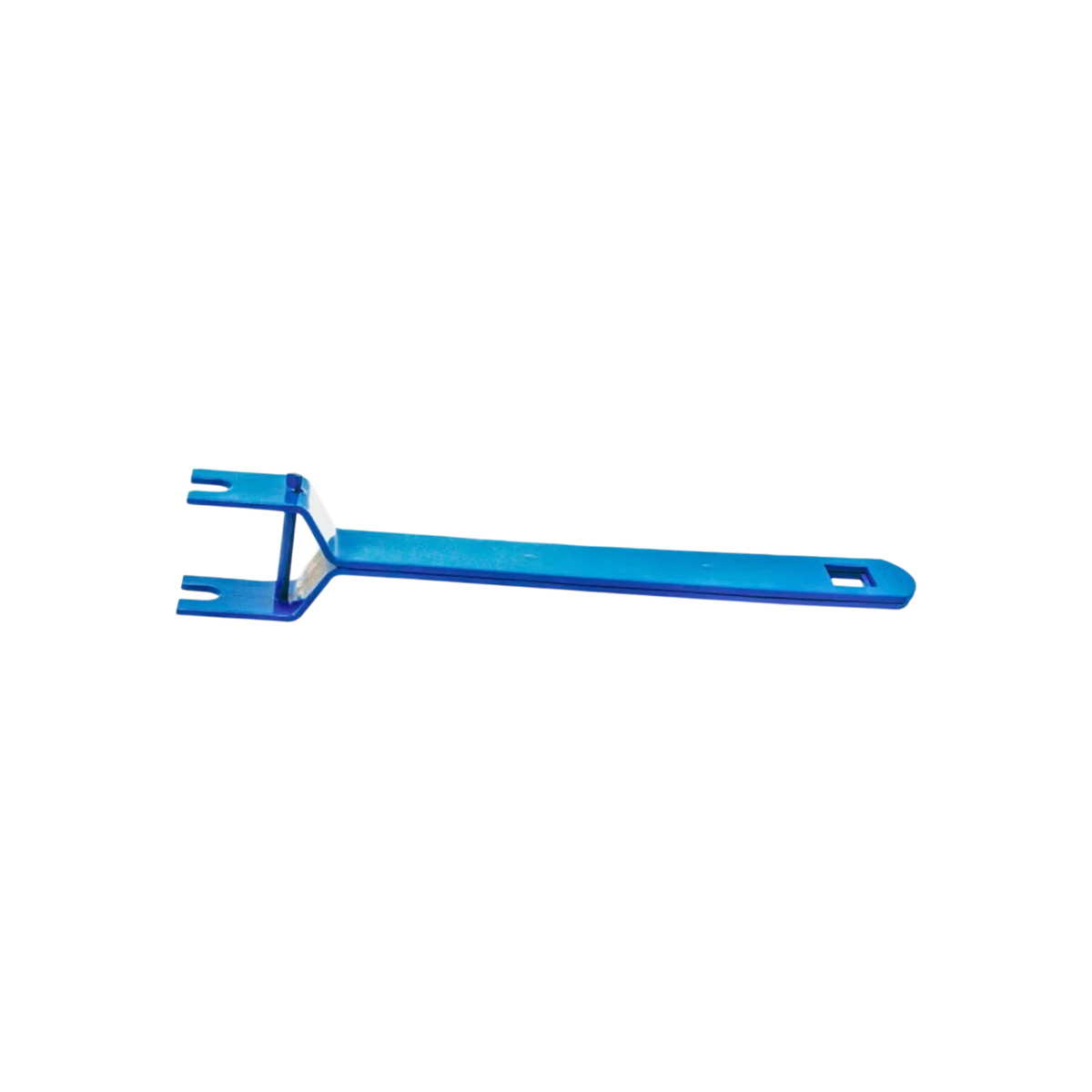 USA Grazing Systems blue zinc-plated steel handle for tightening inline fence wire strainers with tension scale.