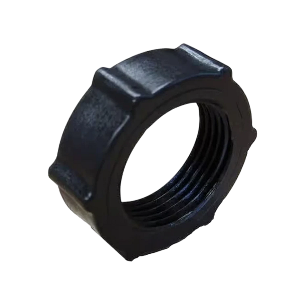 USA Grazing Systems Jobe black replacement nut for livestock watering valves and plumbing systems.