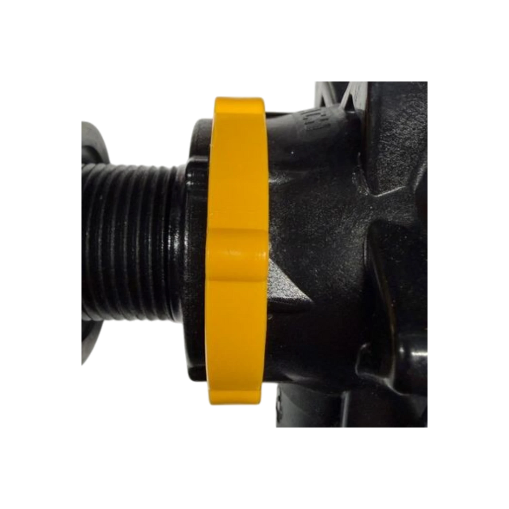 USA Grazing Systems Jobe Detach Locking Ring in yellow, a durable plastic component for secure valve assembly retention