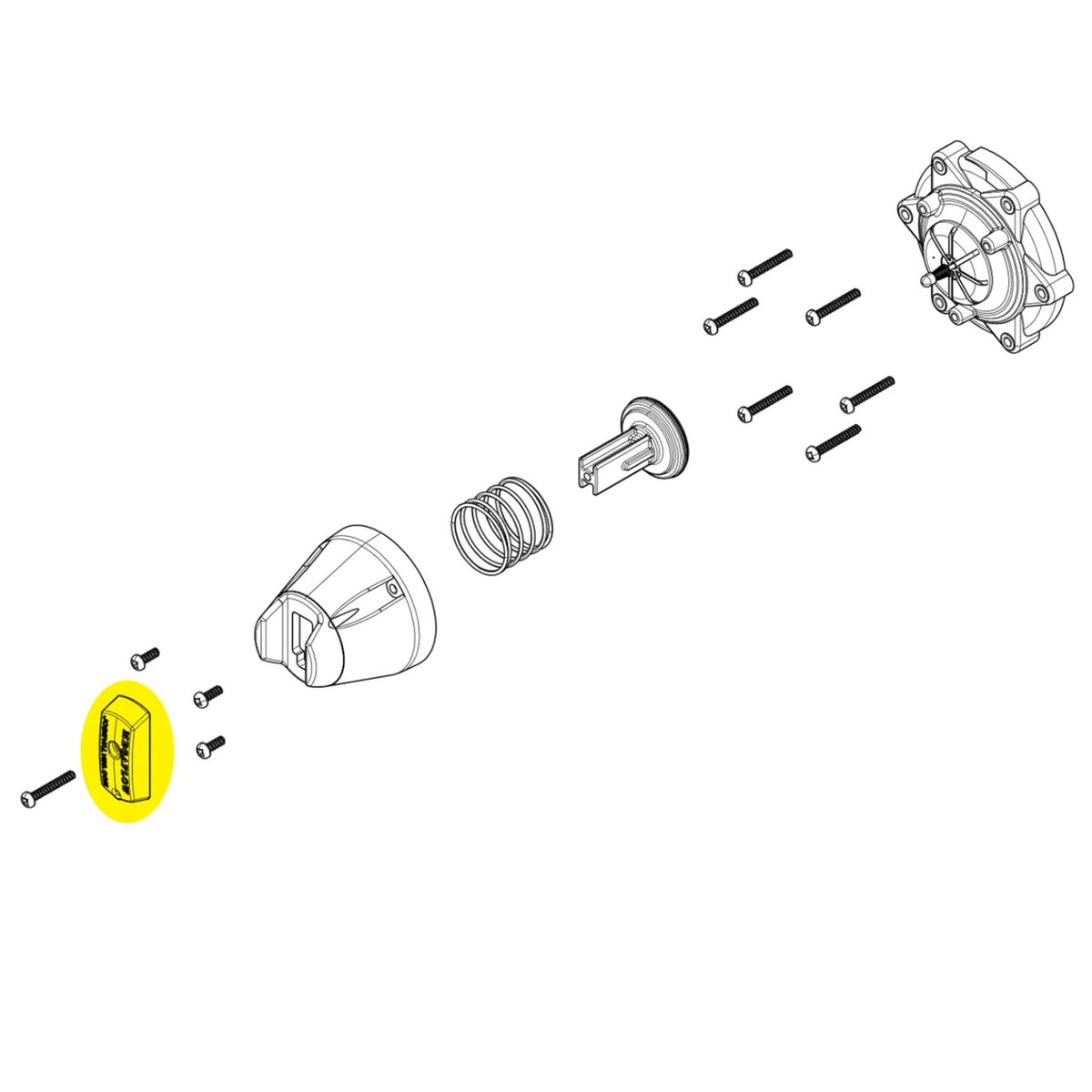 USA Grazing Systems Jobe Megaflow actuator tab replacement part shown in an exploded view diagram
