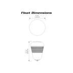 USA Grazing Systems Jobe Megaflow Float technical diagram showing dimensions of 118mm width and 168mm height.