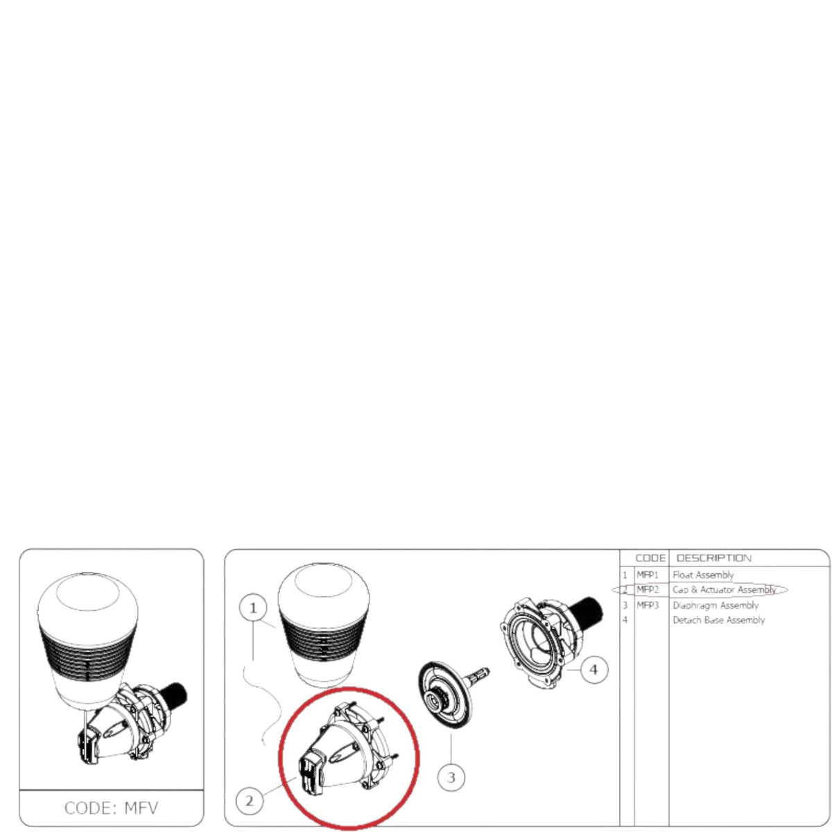 USA Grazing Systems Jobe Megaflow valve cap and actuator assembly replacement part shown in a technical diagram