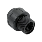 USA Grazing Systems Jobe black plastic quick coupler fitting for 3/4 inch GHT to 3/4 or 1 inch NPT connections.