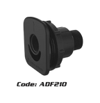 USA Grazing Systems Jobe ADF210 tank mount adapter featuring 3/4 inch FNPT and 3/4 inch FGHT connections in black plastic.