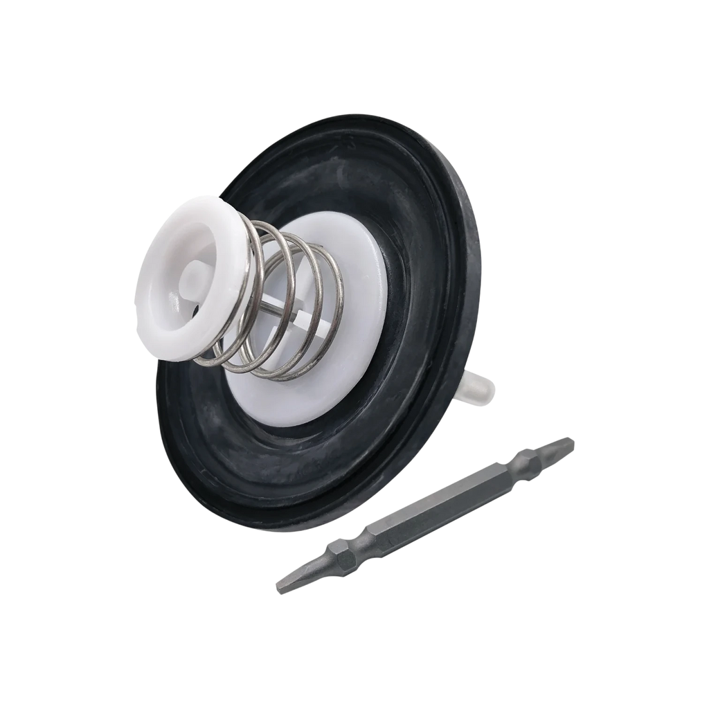 USA Grazing Systems Jobe service kit featuring a black rubber diaphragm, white plastic components, spring, and tool.