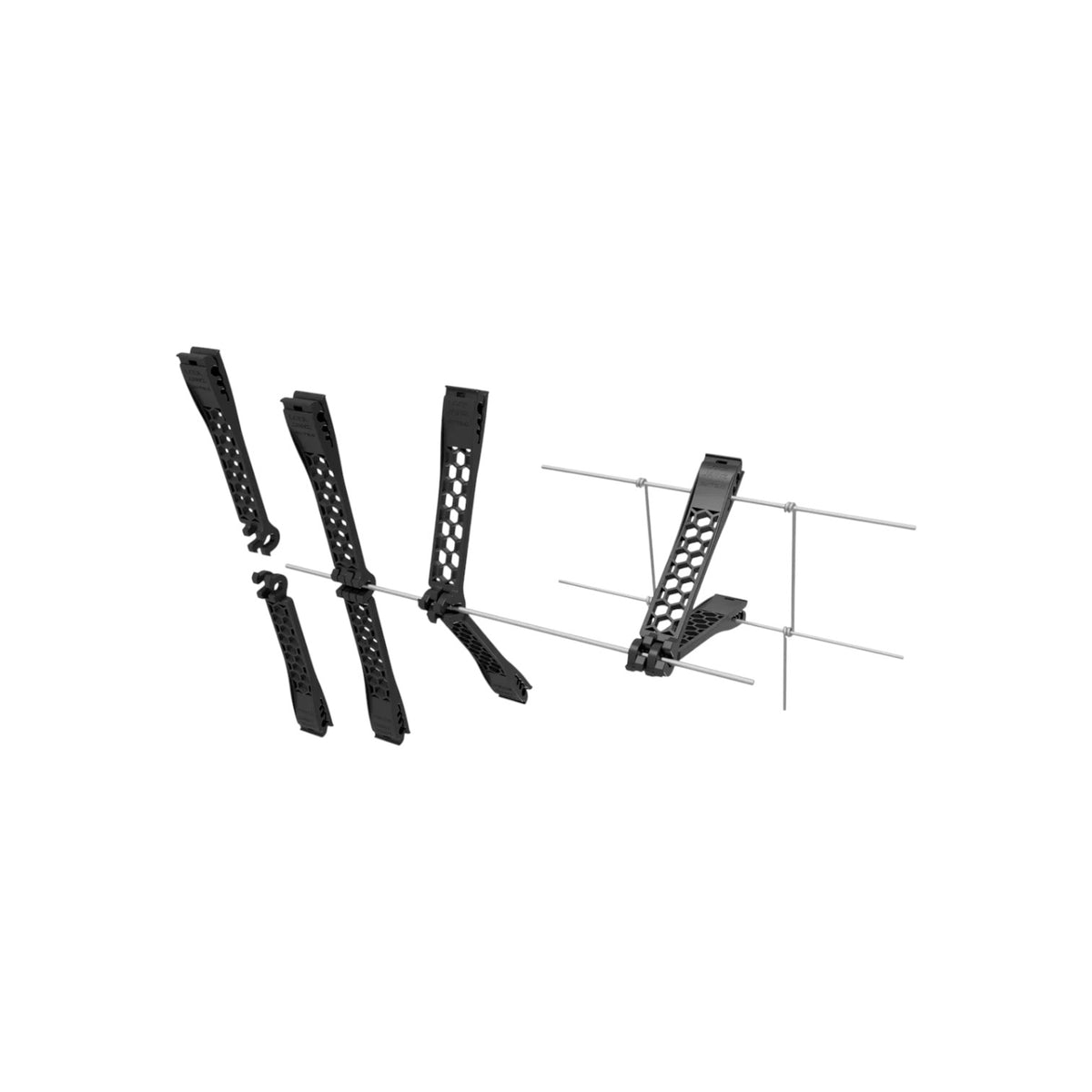 USA Grazing Systems LOCKJAWZ 5-inch black plastic extended electric fence insulators in a 10-pack set