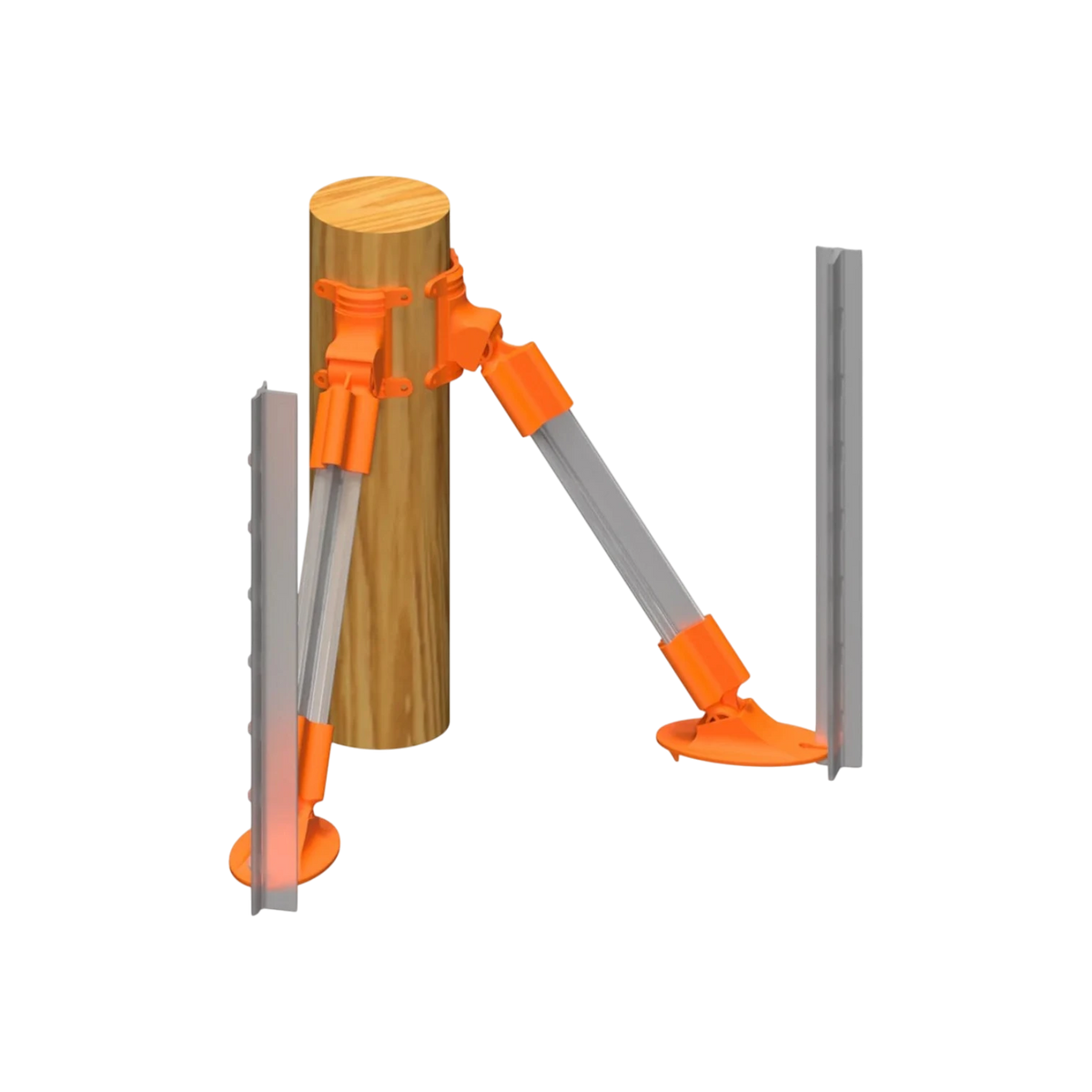 USA Grazing Systems LOCKJAWZ wood post corner brace kit with orange hardware and metal supports for fence stability.