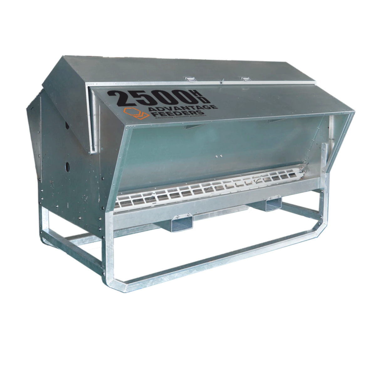 USA Grazing Systems Advantage M2500HD heavy-duty galvanized livestock feeder with stainless steel trough and roof