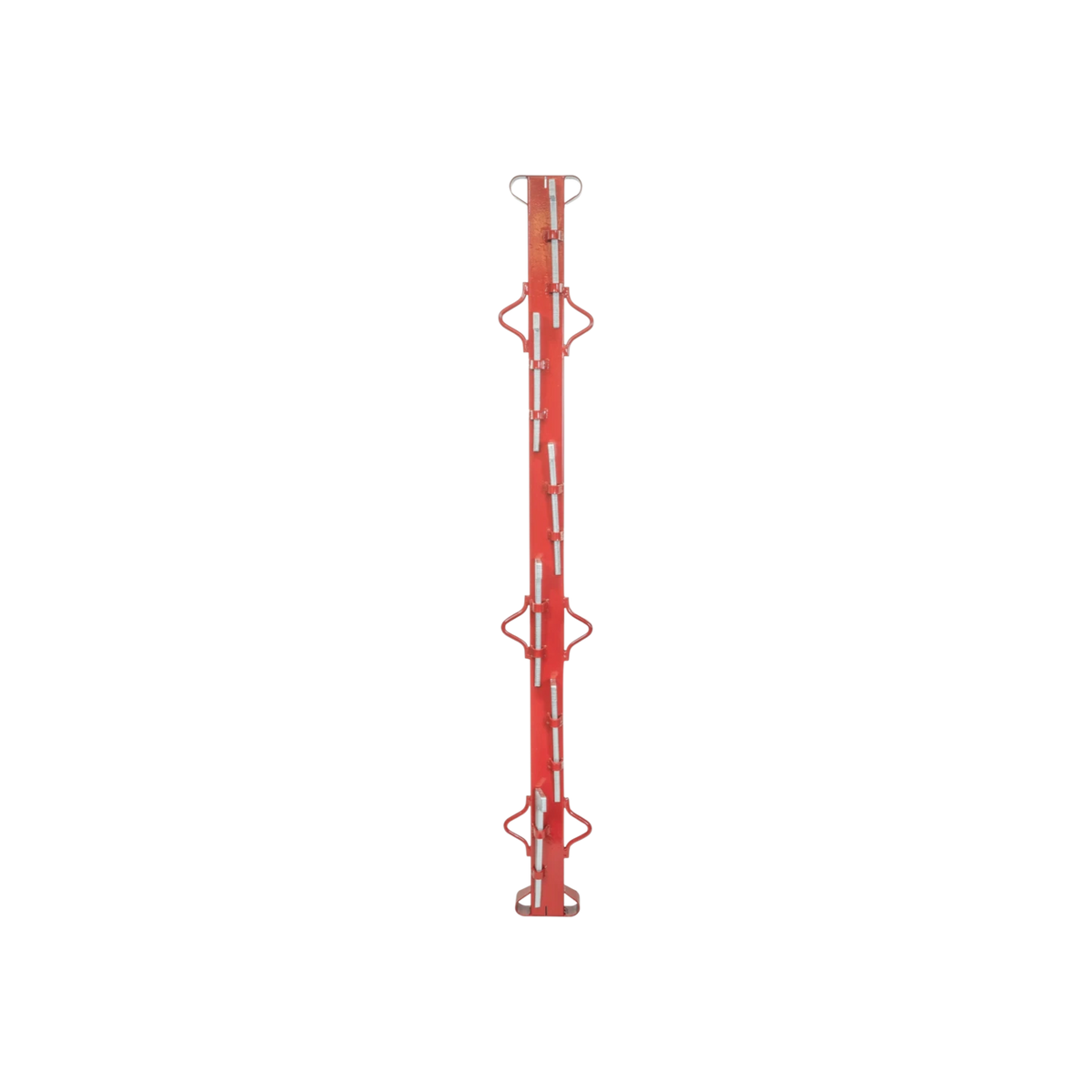 USA Grazing Systems Fencer's Choice red steel stretcher bar for tensioning woven wire agricultural fencing.