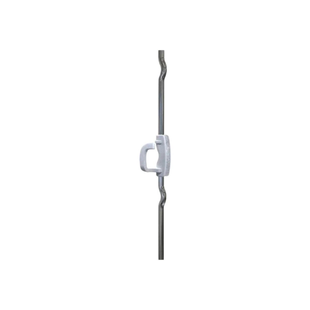 USA Grazing Systems Gallagher multi-wire ring top insulator snapped onto a metal fence post for electric fencing.