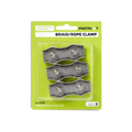 USA Grazing Systems 3-pack of metal two-bolt rope and braid clamps for electric fencing in retail packaging