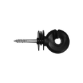 USA Grazing Systems black plastic screw-in ring insulator for electric fencing with a metal wood screw base