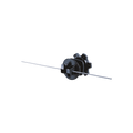 USA Grazing Systems Speedrite multi-fit rod post insulator in black, holding a thin electric fence wire securely.