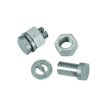 USA Grazing Systems split bolt connector set made of die-cast zinc and galvanized steel for electric fence wiring.