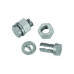 USA Grazing Systems split bolt connector set made of die-cast zinc and galvanized steel for electric fence wiring.