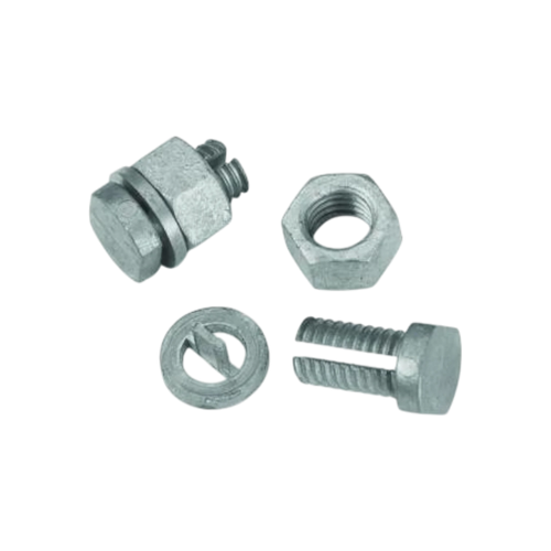 USA Grazing Systems split bolt connector set made of die-cast zinc and galvanized steel for electric fence wiring.