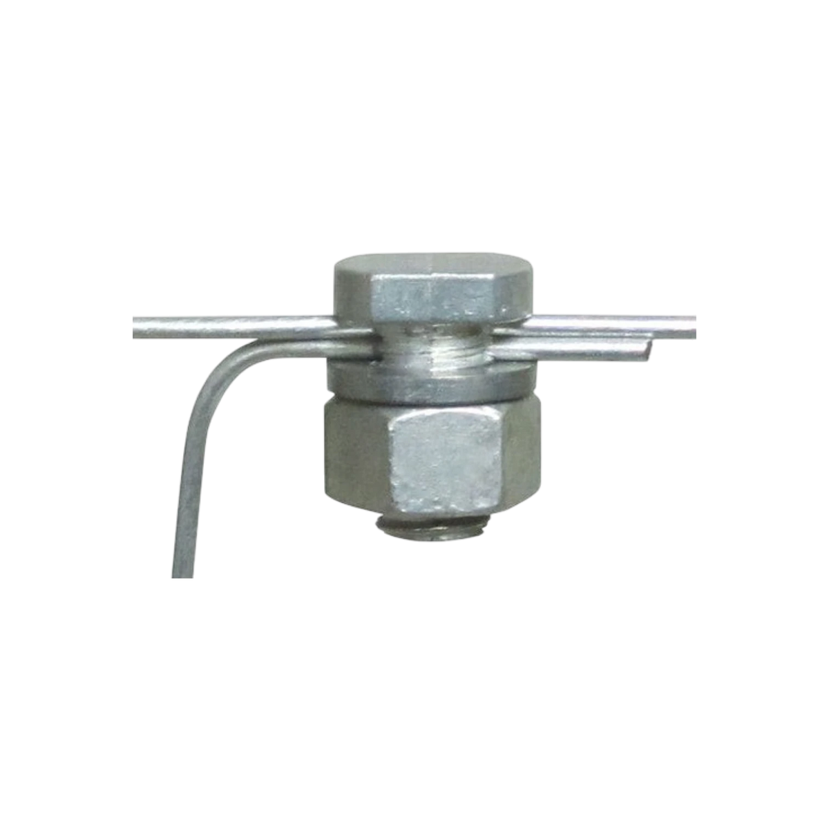 USA Grazing Systems split bolt connector for electric fence wiring, featuring die-cast zinc and galvanized steel.