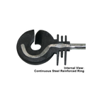 USA Grazing Systems screw-in ring insulator featuring a black plastic housing with a continuous steel reinforced core