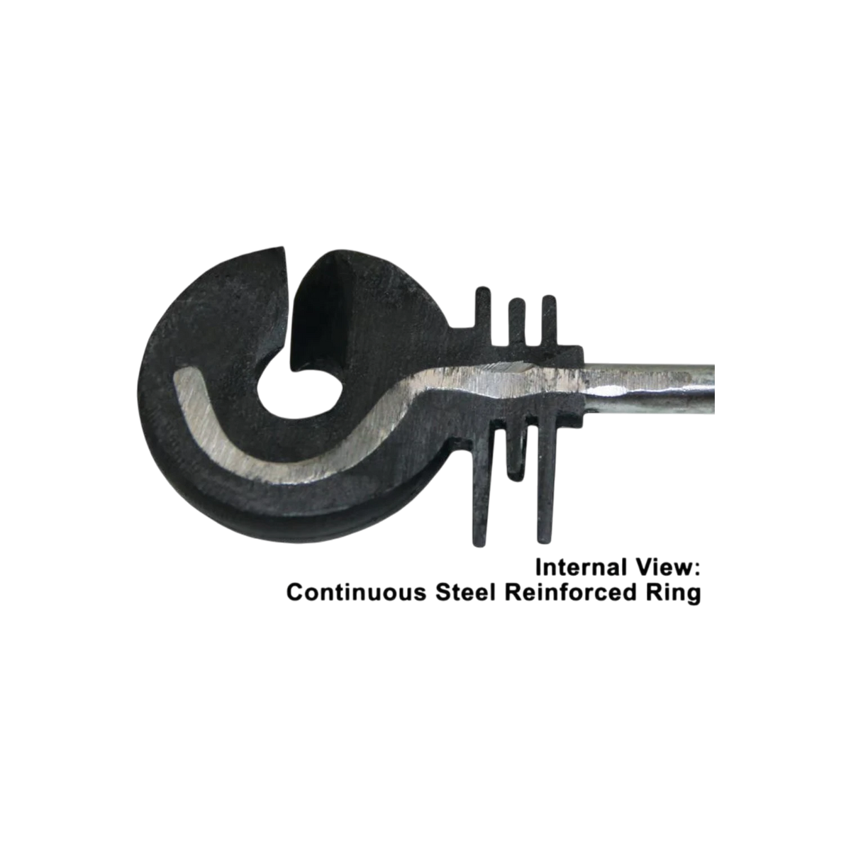 USA Grazing Systems screw-in ring insulator featuring a black plastic housing with a continuous steel reinforced core